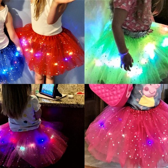 LED Rainbow Sparkle Tutu 4 Layer Light Up Tutu Rainbow Sparkle tutu Fairy Tutu - Picture 7 of 12
